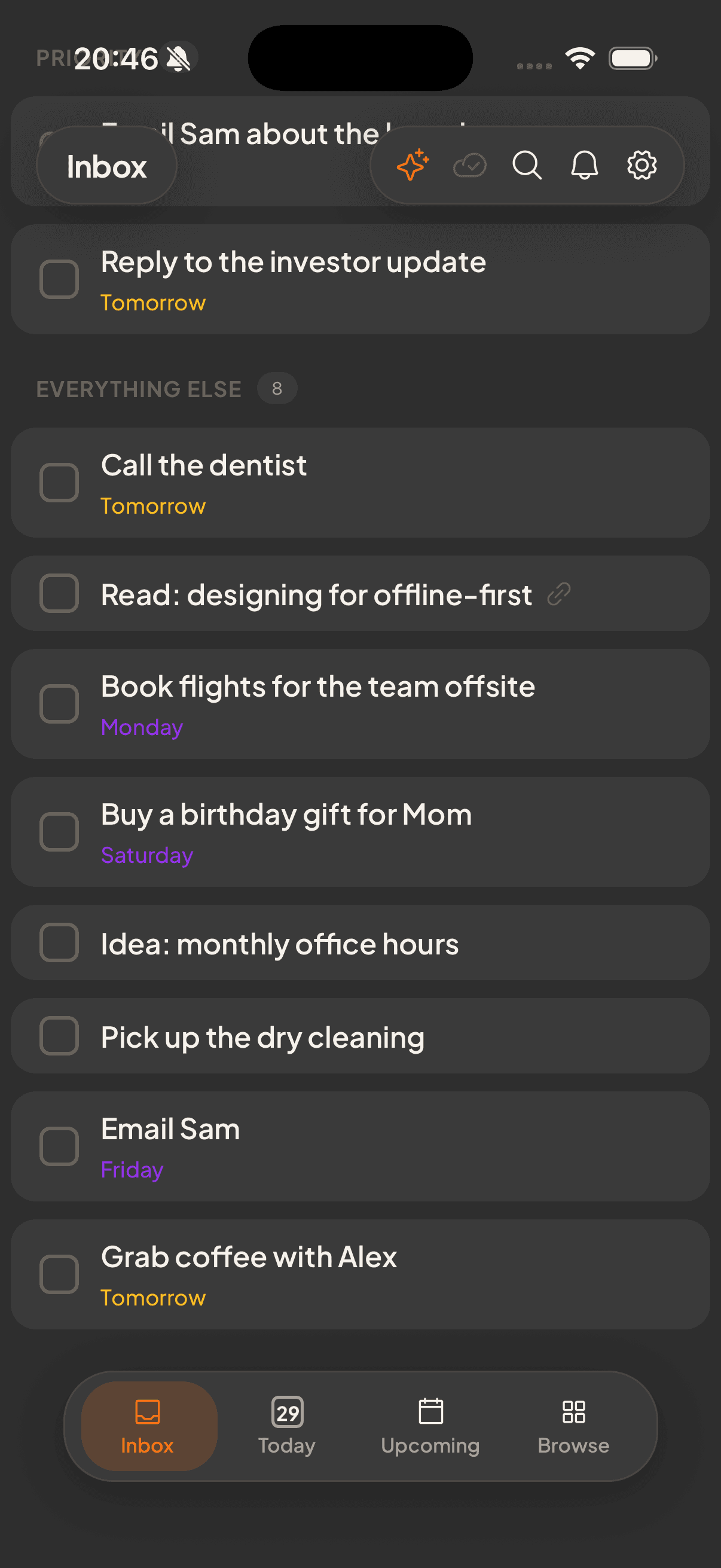 etappi mobile quick-add capturing a task in natural language — On the go.
