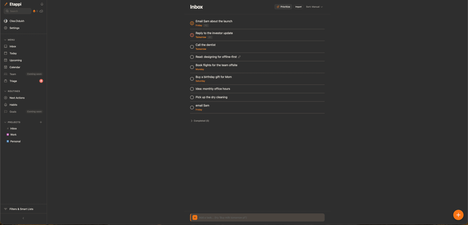 etappi mobile quick-add capturing a task in natural language — On the web.